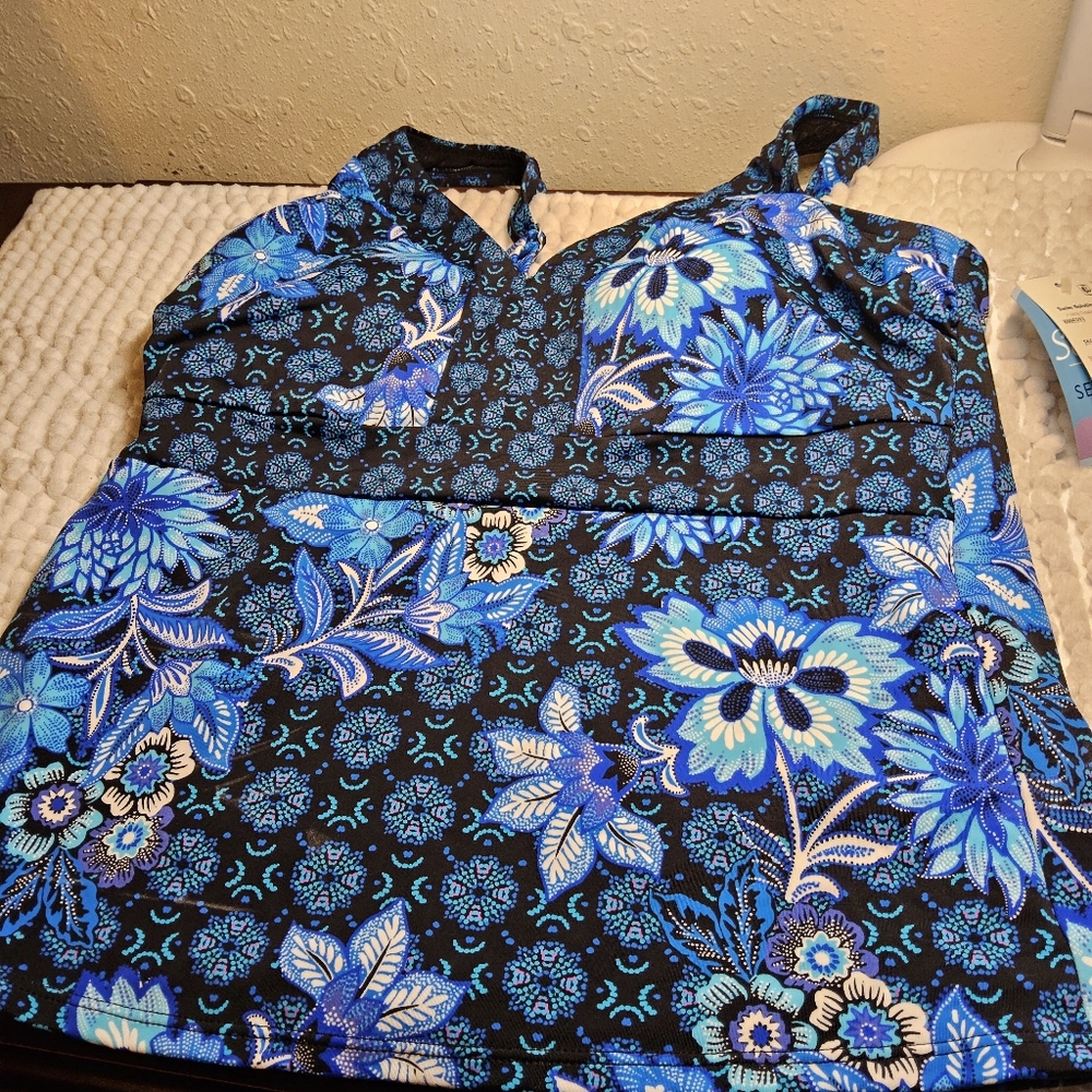 1Swim Solutions blue Tankini Top size 8 - Picture 4 of 9